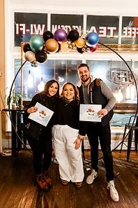Authors celebrating a book launch